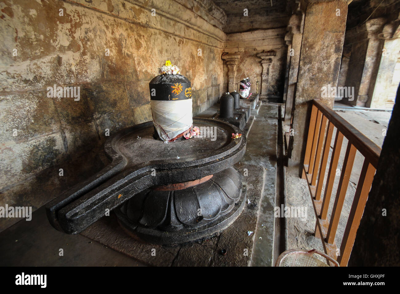 Shiva Lingas seen at Tanjavur Brihadeshwara Temple,TamilNadu. India Stock Photo