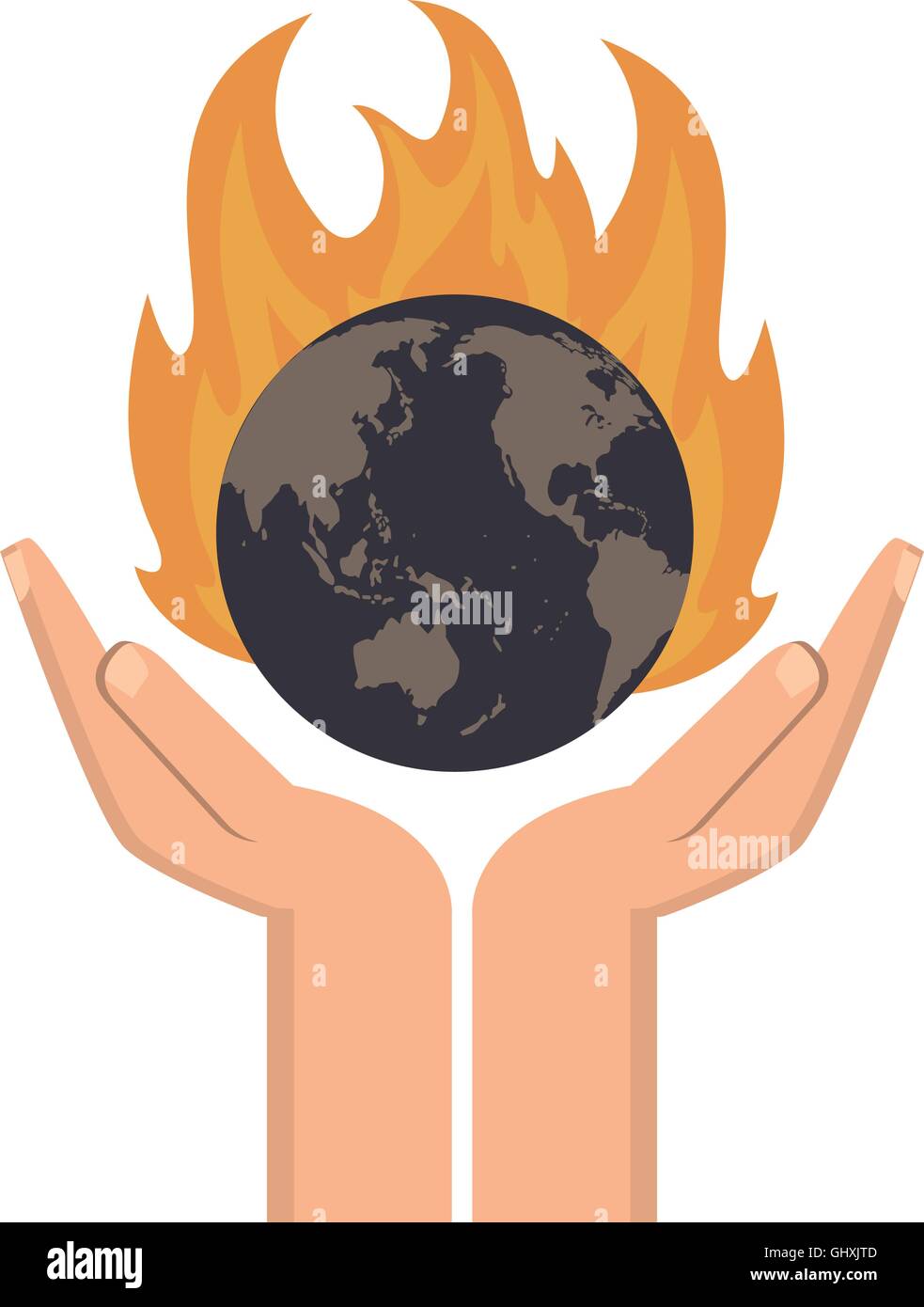 earth globe on fire icon Stock Vector