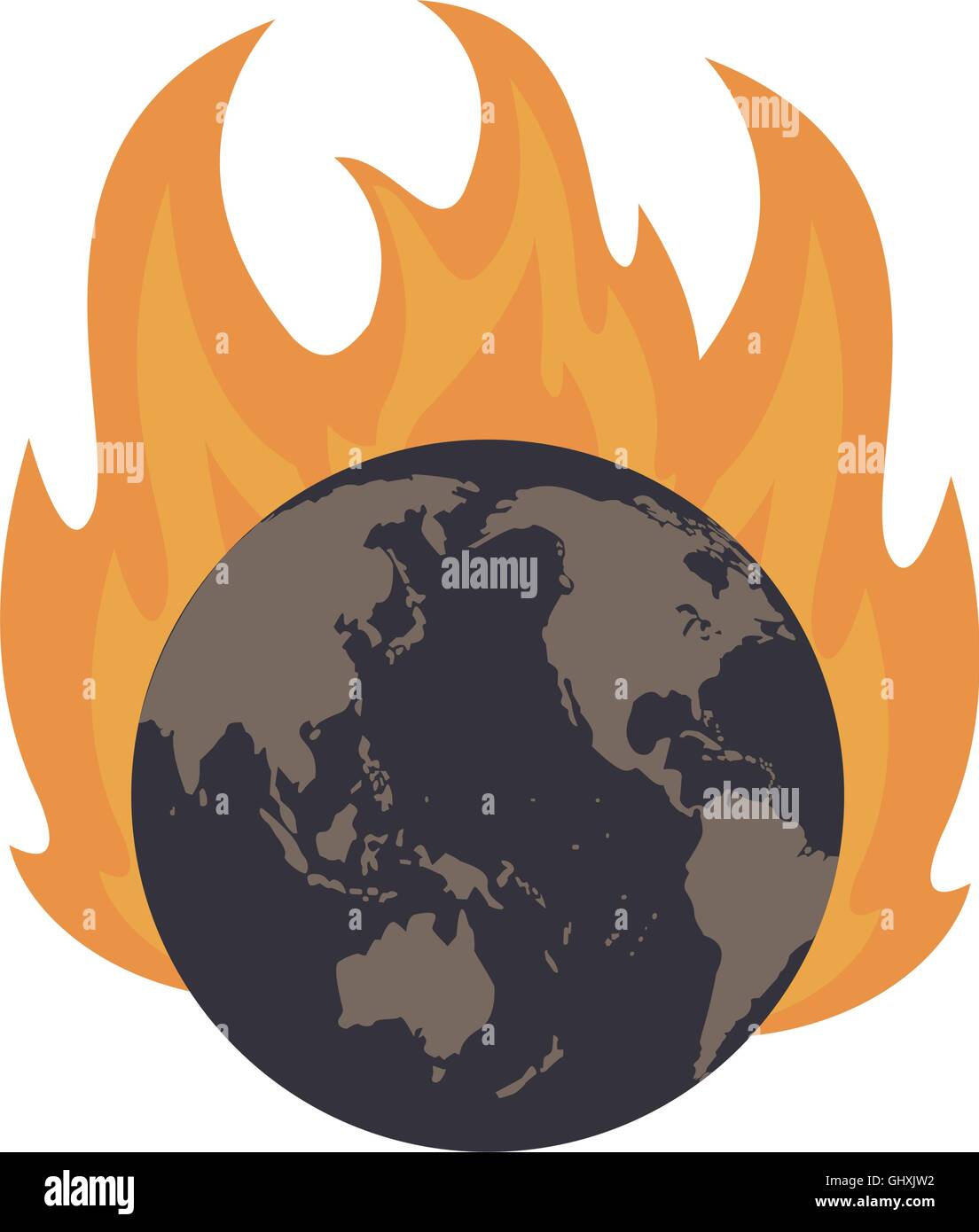 earth globe on fire icon Stock Vector