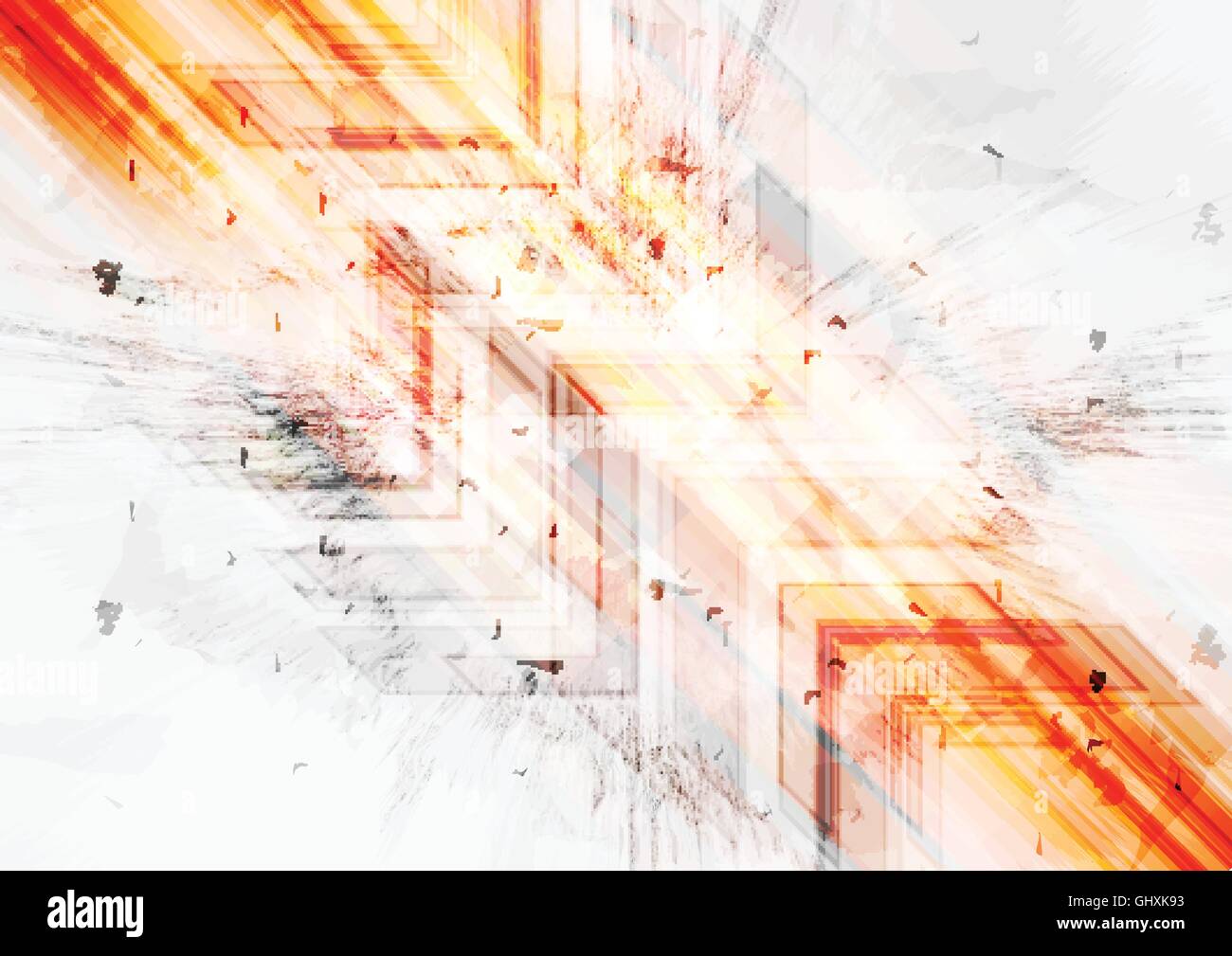 Grunge orange tech background with arrows. Vector grunge style ...