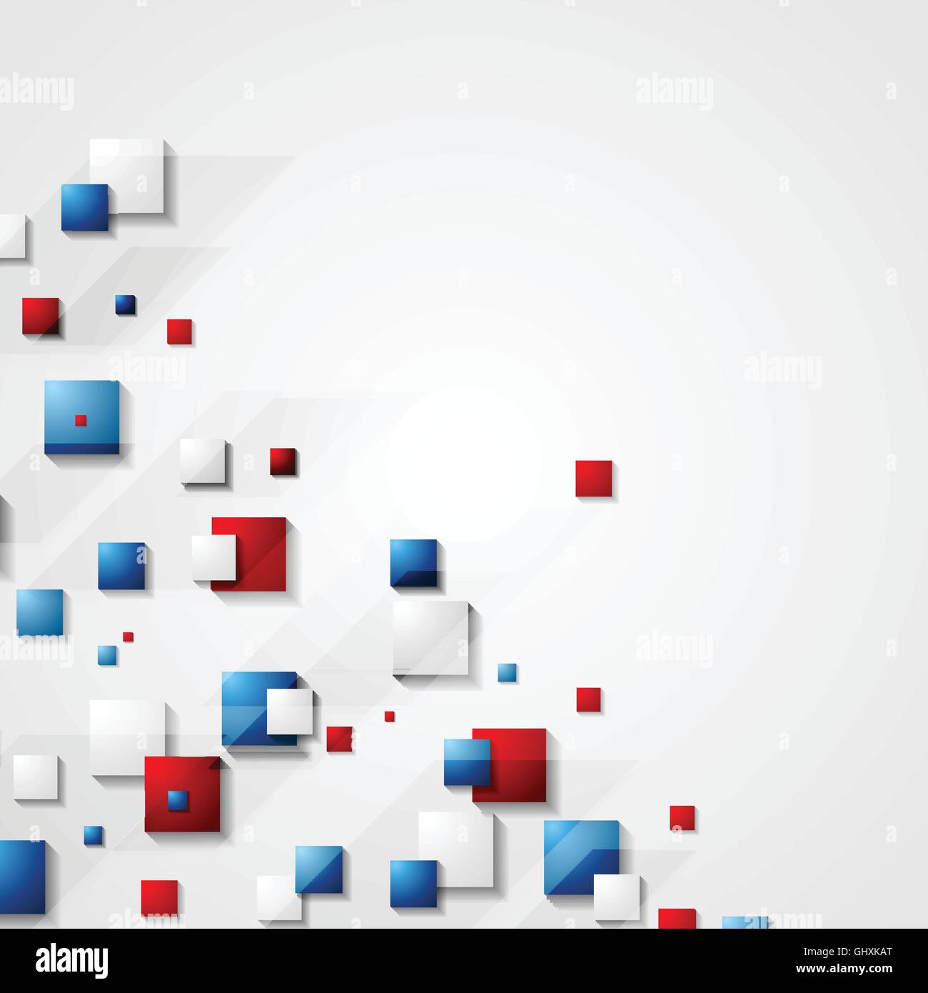 Blue and red abstract tech squares background. Vector bright geometric
