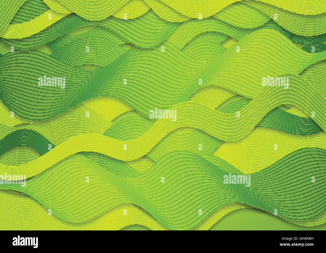 Abstract green curved waves, bright lines. Vector concept wavy ...