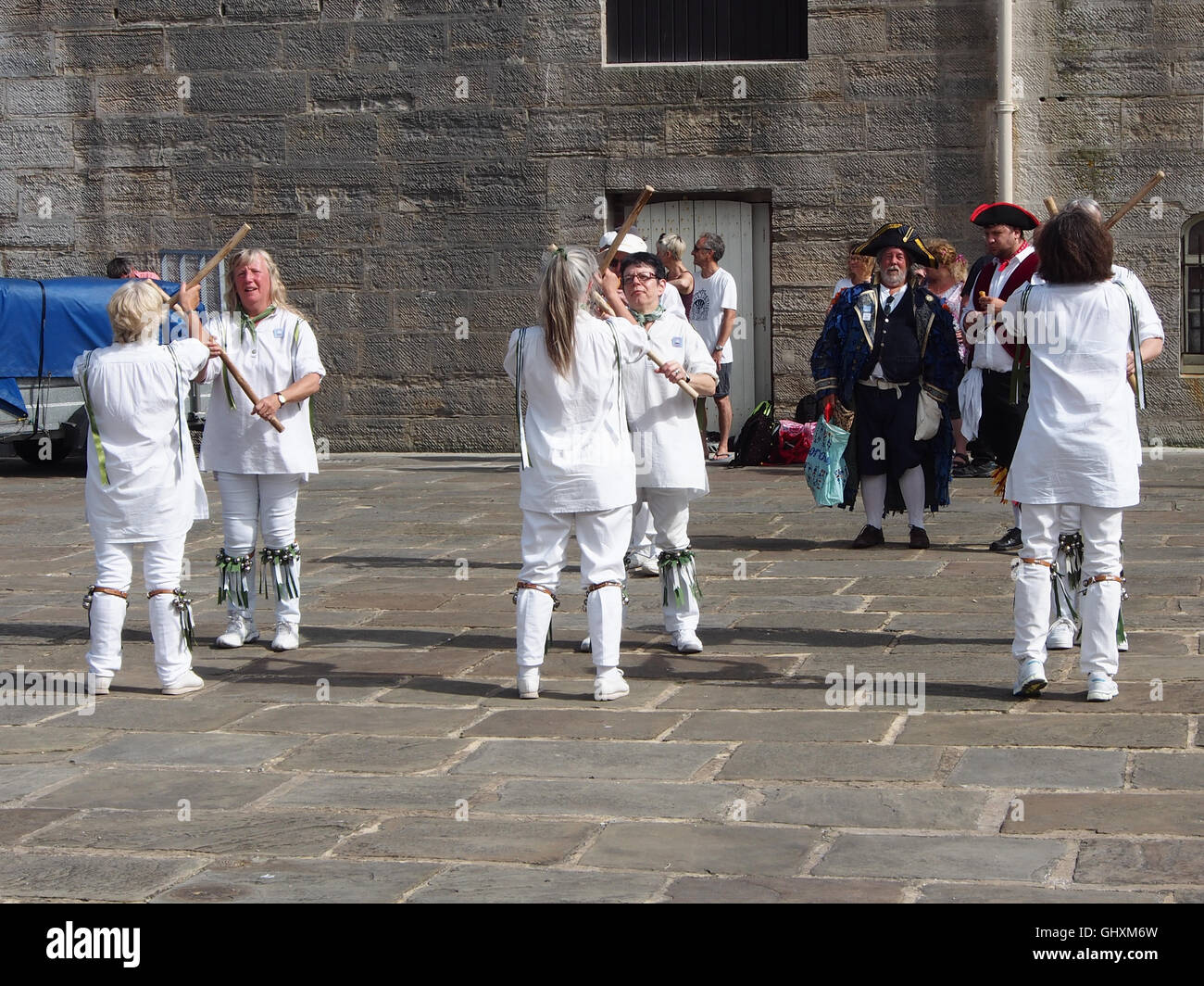 female morris dancers perform their traditional dance in Portsmouth, England Stock Photo Alamy