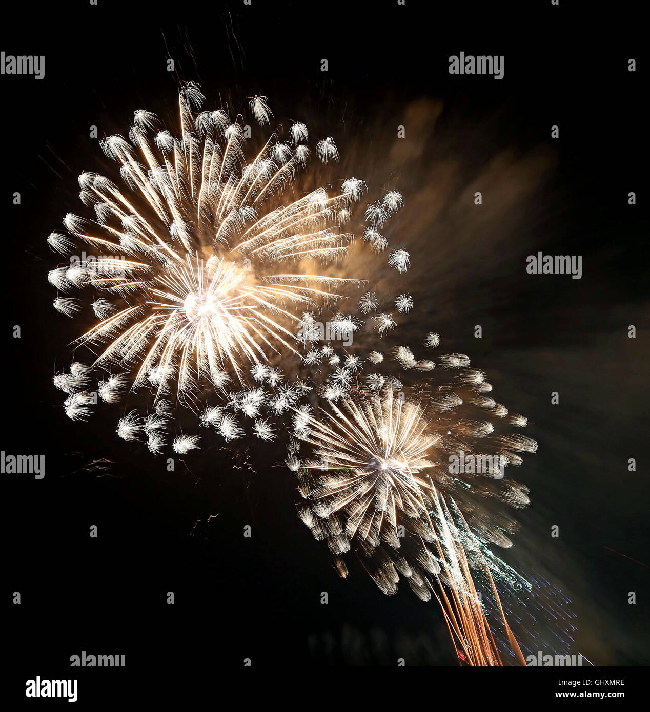show with large colorful fireworks in the sky Stock Photo - Alamy