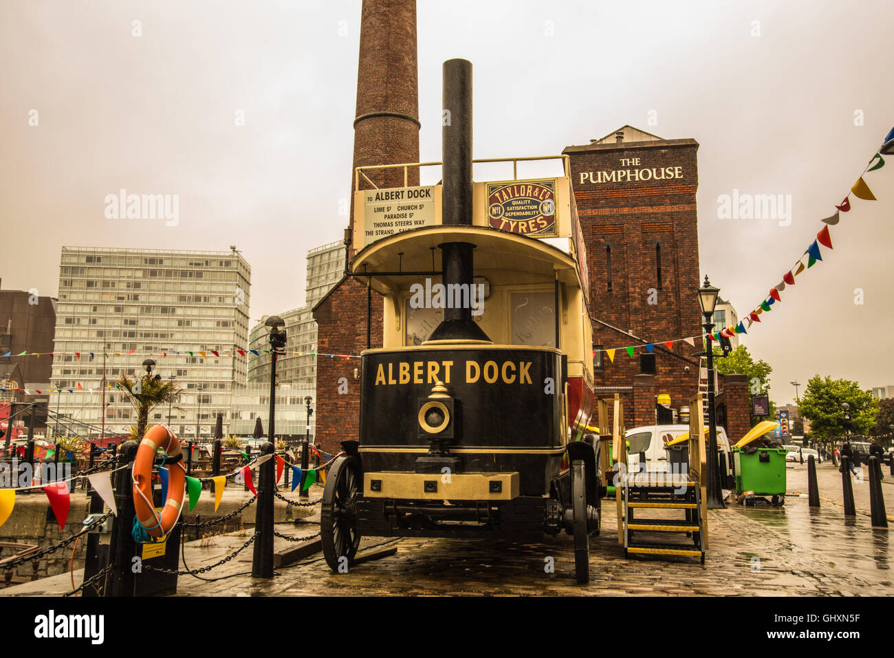 the old steam engine on the Albert Docks Liverpool  Ray Boswell Stock Photo