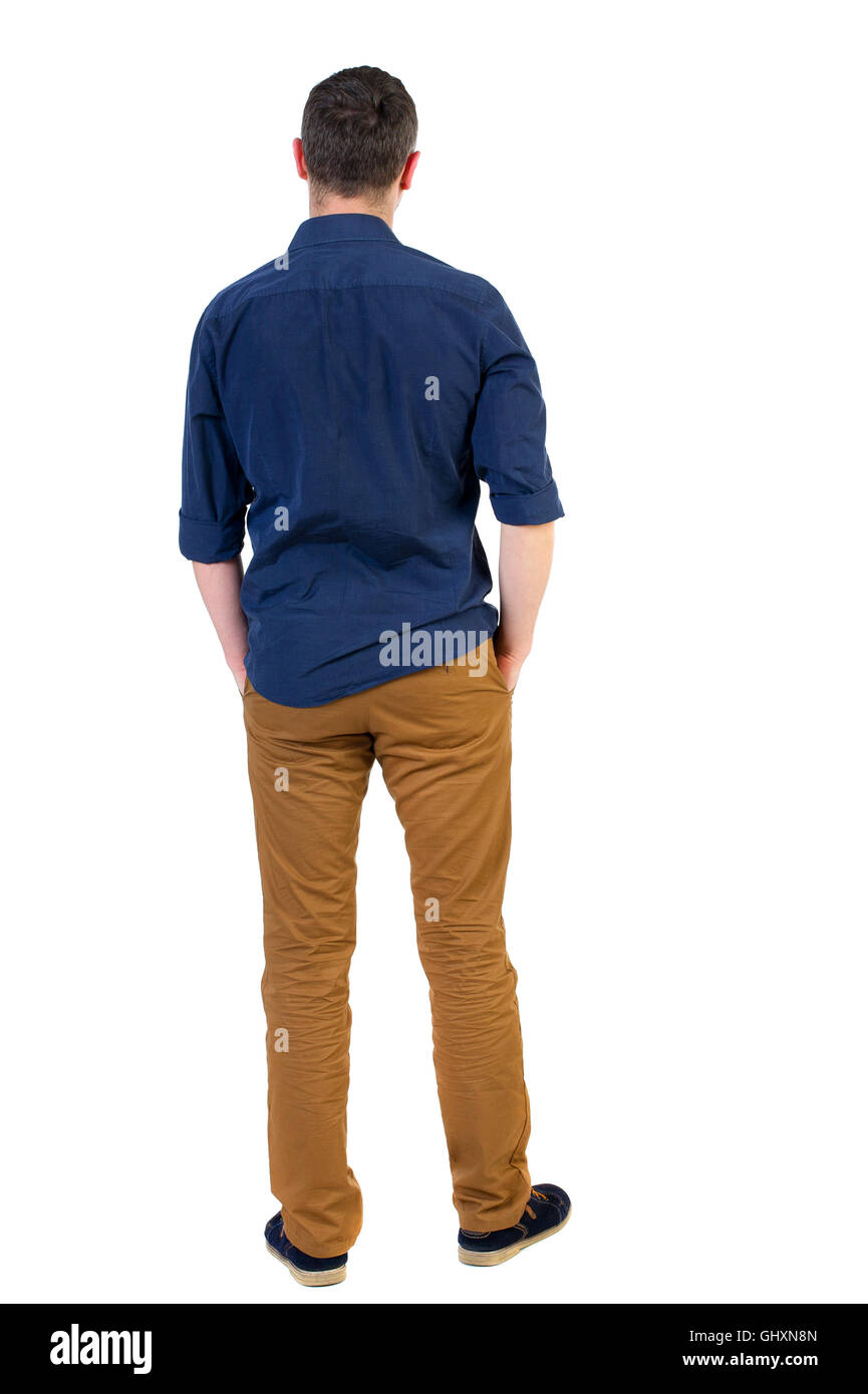 Back view of man . Standing young guy Stock Photo - Alamy