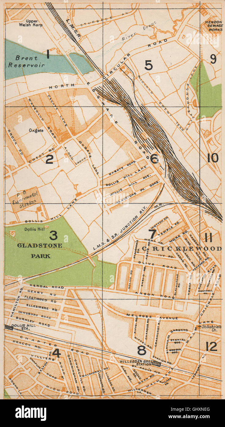 LONDON NW. Gladstone Park Cricklewood Dollis Hill Willesden Green, 1935