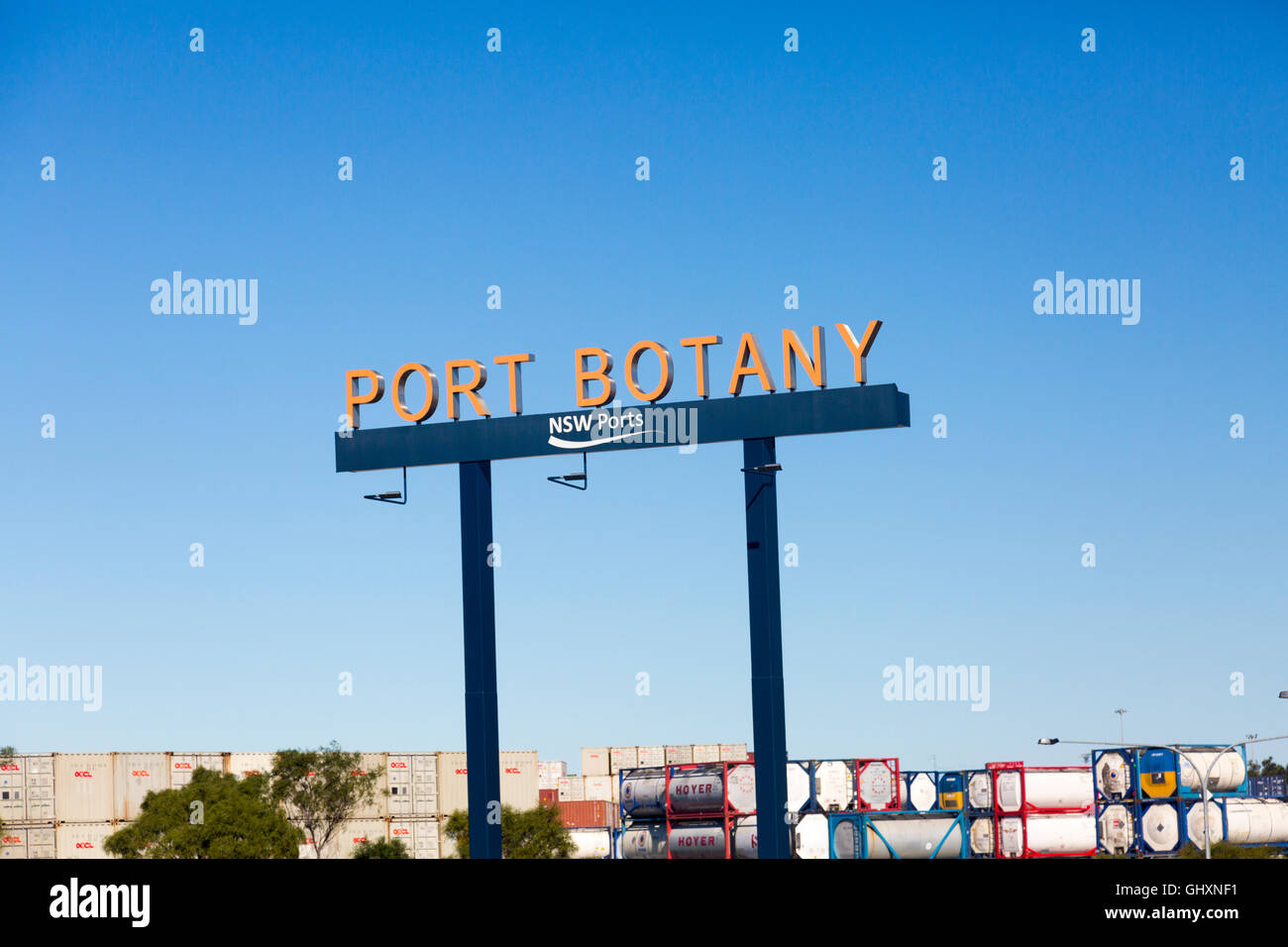 Port Botany, south of Sydney city centre, port entry for goods into Australia Stock Photo