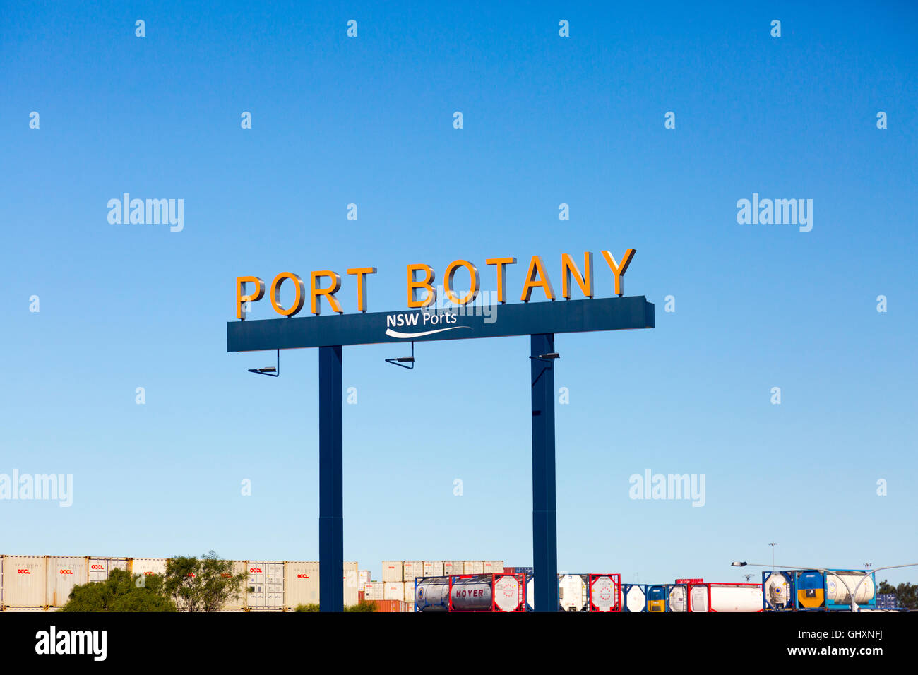 Port Botany, south of Sydney city centre, port entry for goods into Australia Stock Photo