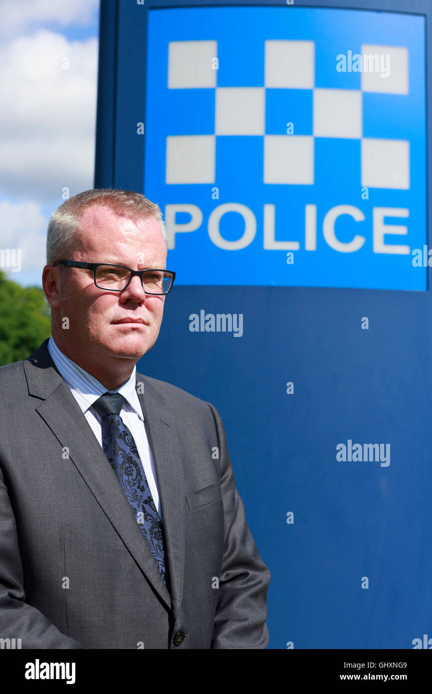 Edinburgh, UK. Police press conference portraiture of Detective Chief Inspector Keith Hardie. Pako Mera. Stock Photo