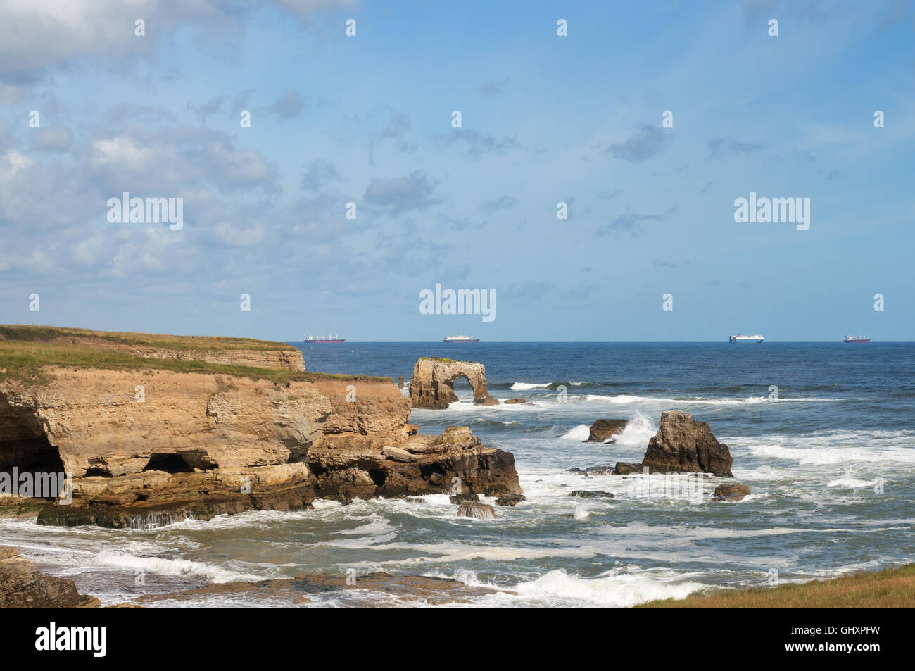 The Wherry and Lizard Point, Whitburn, Tyne and Wear, England, UK Stock
