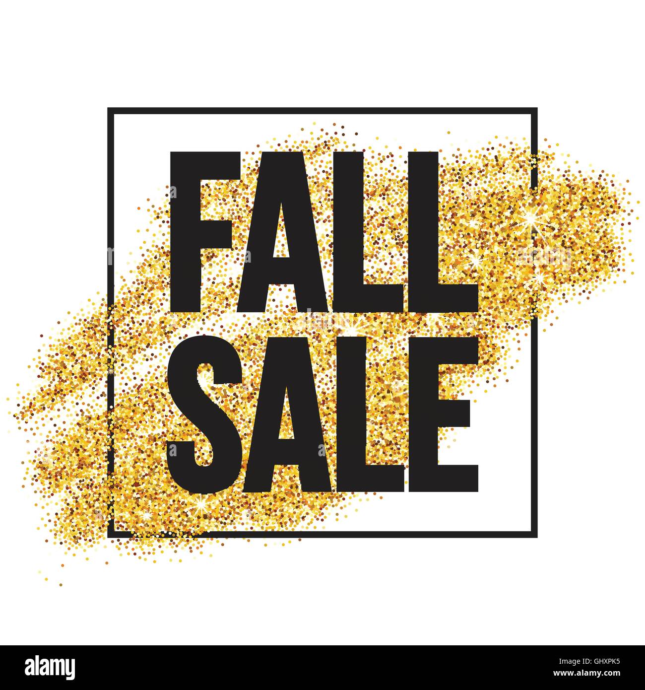 Fall Sale promo label. Golden glitter template for banner, poster, certificate. Autumn Gold glittering. Vector illustration Stock Vector