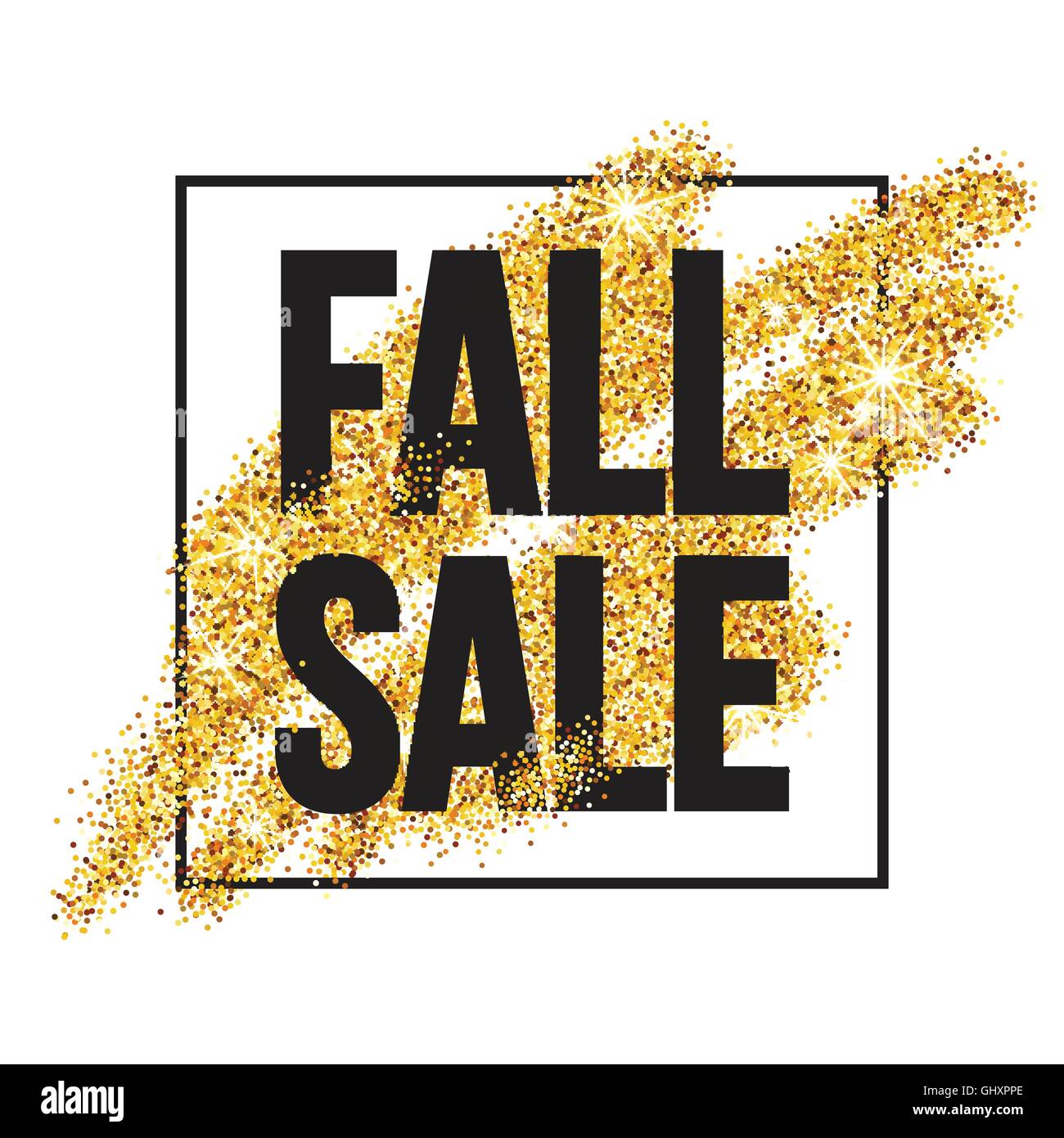 Fall Sale promo label. Golden glitter template for banner, poster, certificate. Autumn Gold glittering. Vector illustration Stock Vector