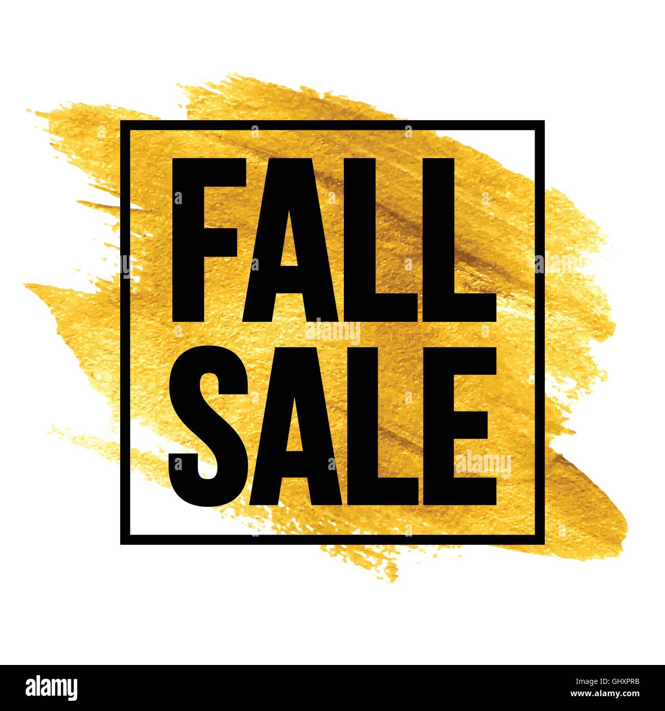 Caption Fall Sale on the Golden paint background. Vector illustration Stock Vector