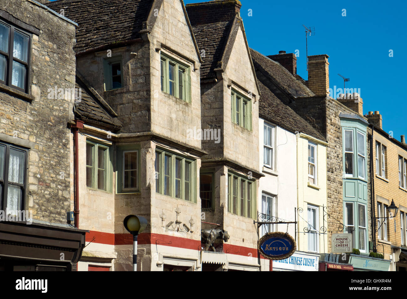 Typical Cotswolds architecture, street scene in Tetbury, Cotswolds, UK