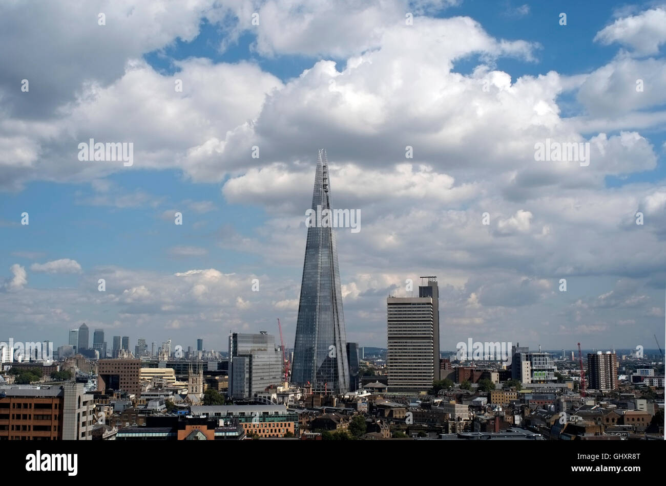 The Shard is seen near London Bridge, south of the River Thames, in London August 10, 2016. Copyright photograph John Voos Stock Photo