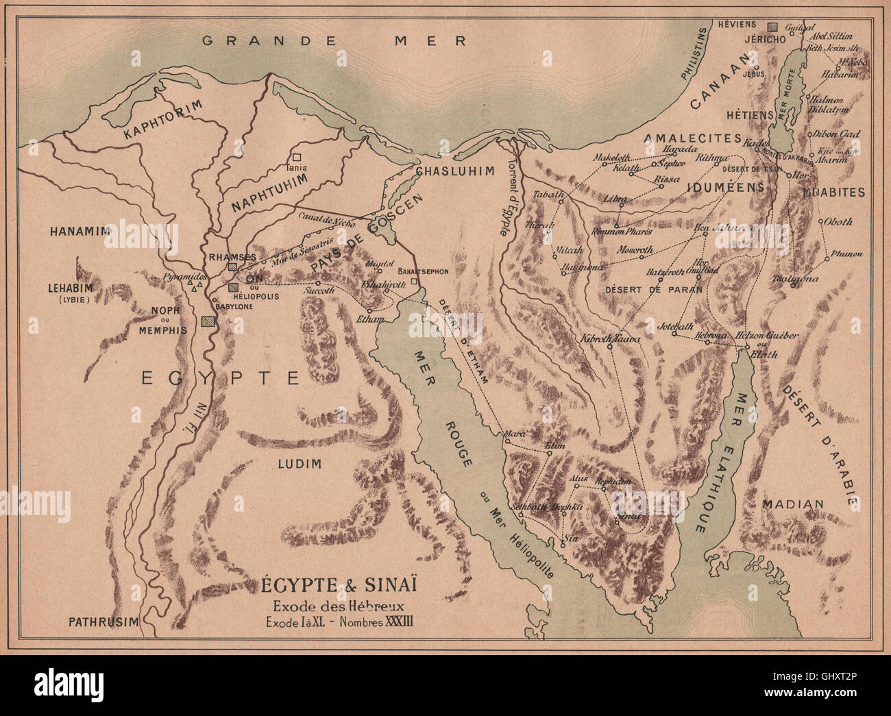 Historic Map - Carte du Voyage et Route Des Israelites dans le Desert  Depuis :: Holy Land, the Arabian Peninsula, Jordan, Syria and eastern  Egypt