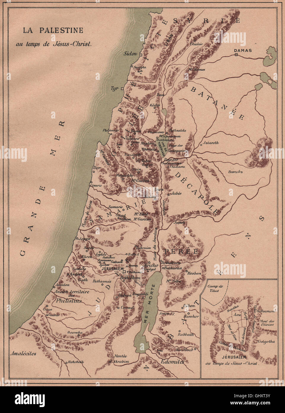 PALESTINE 0AD. At the time of Jesus Christ. Inset Jérusalem, 1887 ...
