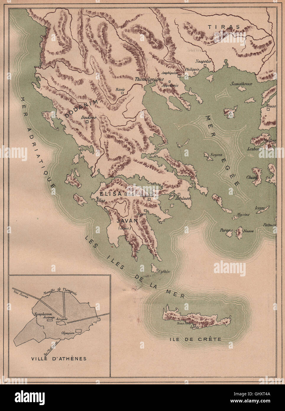 BIBLICAL GREECE. Inset Athens, 1887 antique map Stock Photo Alamy