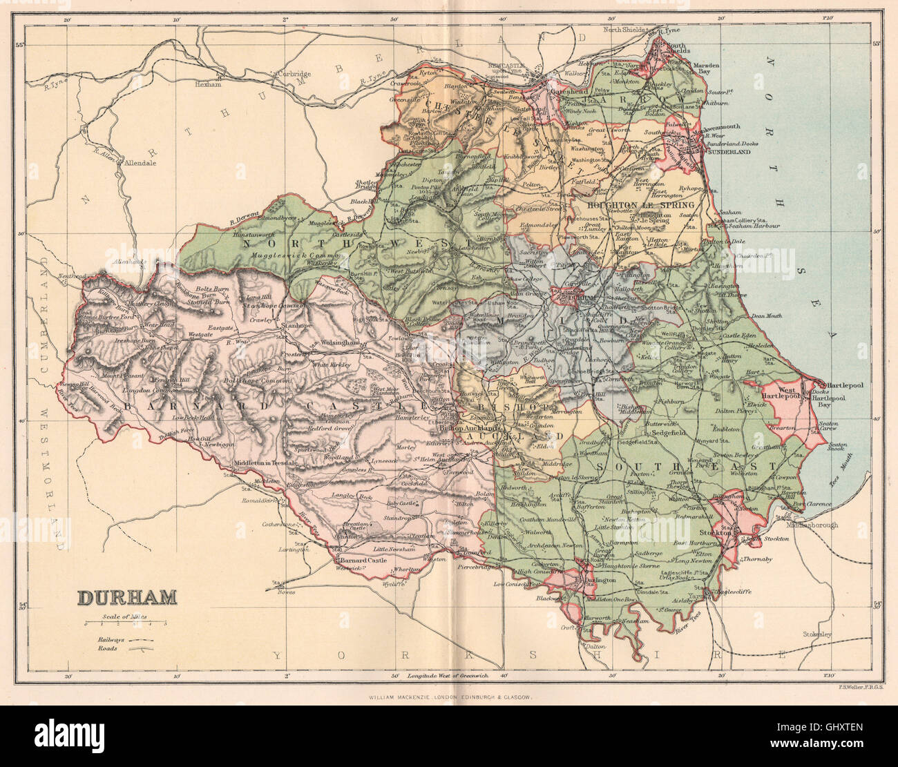 Map Of Durham County England Durham Carte VSJA
