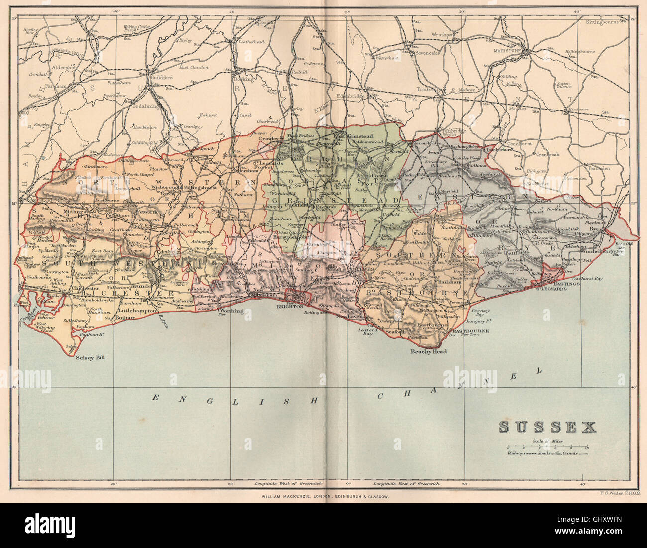Sussex England Map High Resolution Stock Photography and Images Alamy