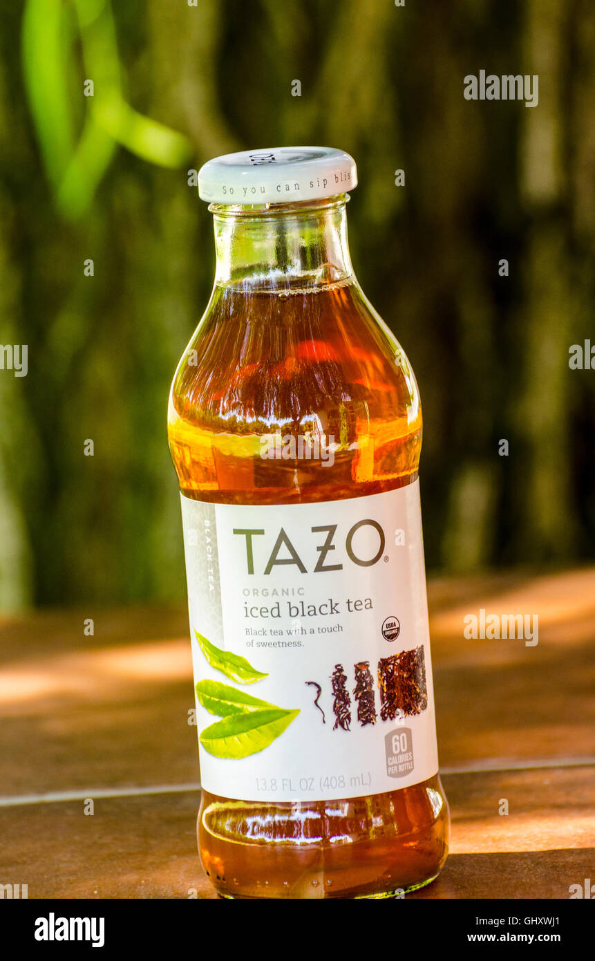 A bottle of Tazo brand black iced tea Stock Photo Alamy