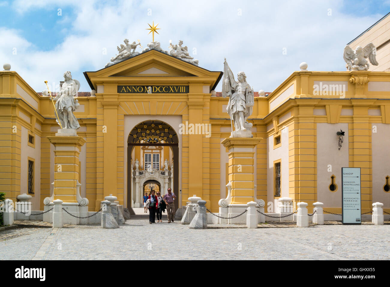 Main entrance of Melk Abbey in Wachau Valley, Lower Austria Stock Photo