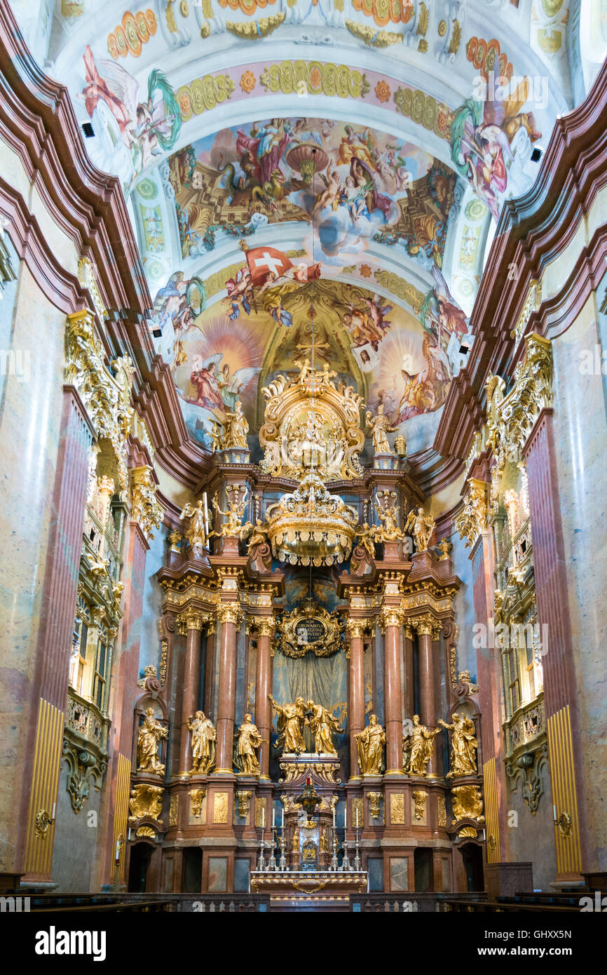 Church of Melk Abbey in Wachau Valley, Lower Austria Stock Photo