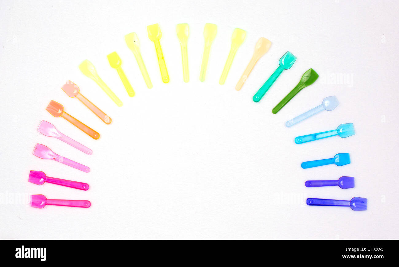 A collection of plastic spoons from Italian gelato ice cream shops