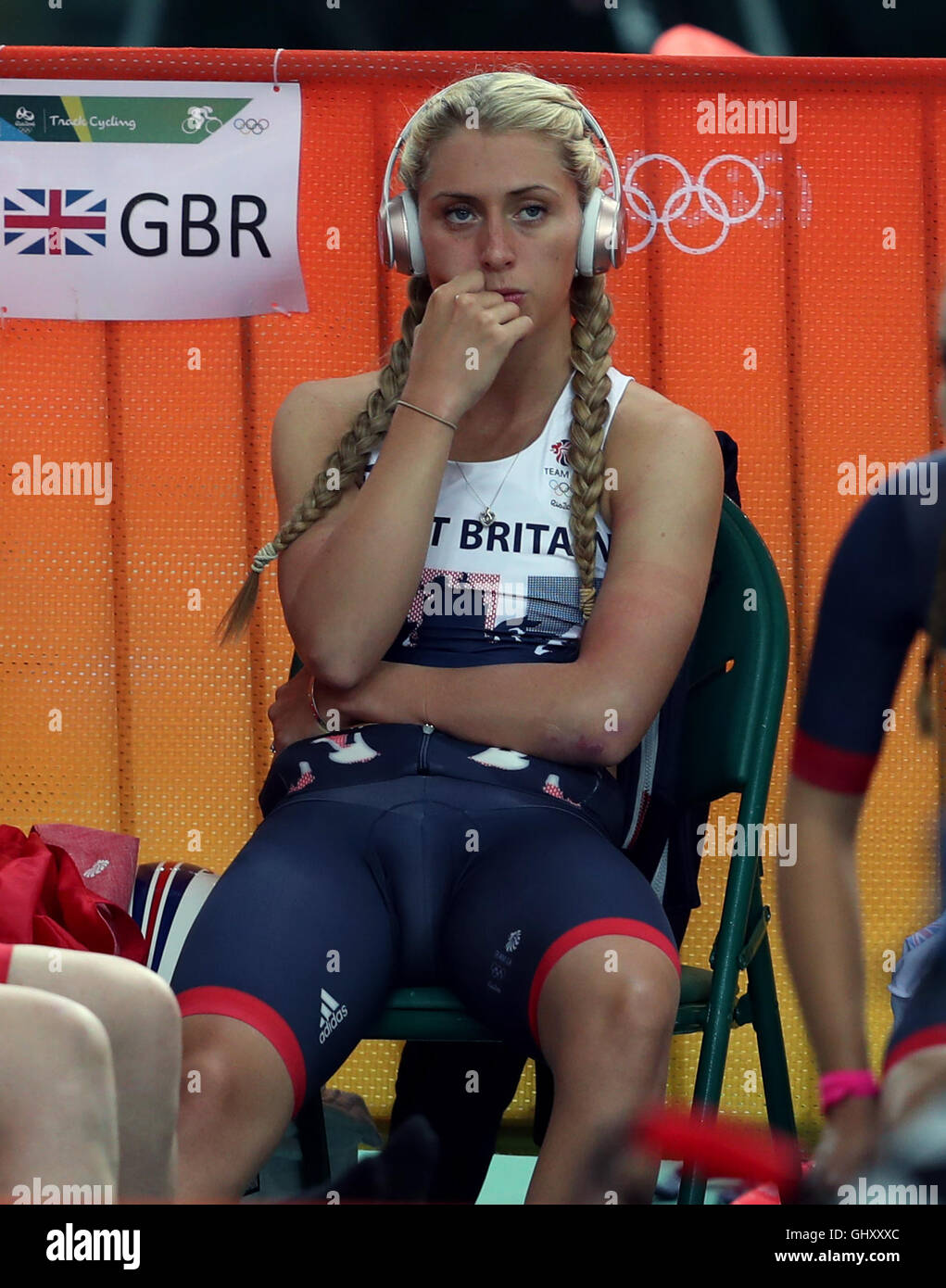 Great Britains Laura Trott ahead of the opening day of the Olympic Track  Cycling at the Rio Olympic Velodrome on the sixth day of the Rio Olympics  Games, Brazil Stock Photo -