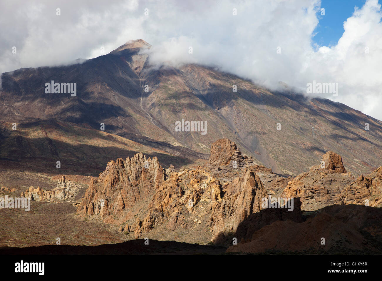 Los Roques, Llano de Ucanca and Teide volcano, Tenerife island, Canary archipelago, Spain, Europe Stock Photo