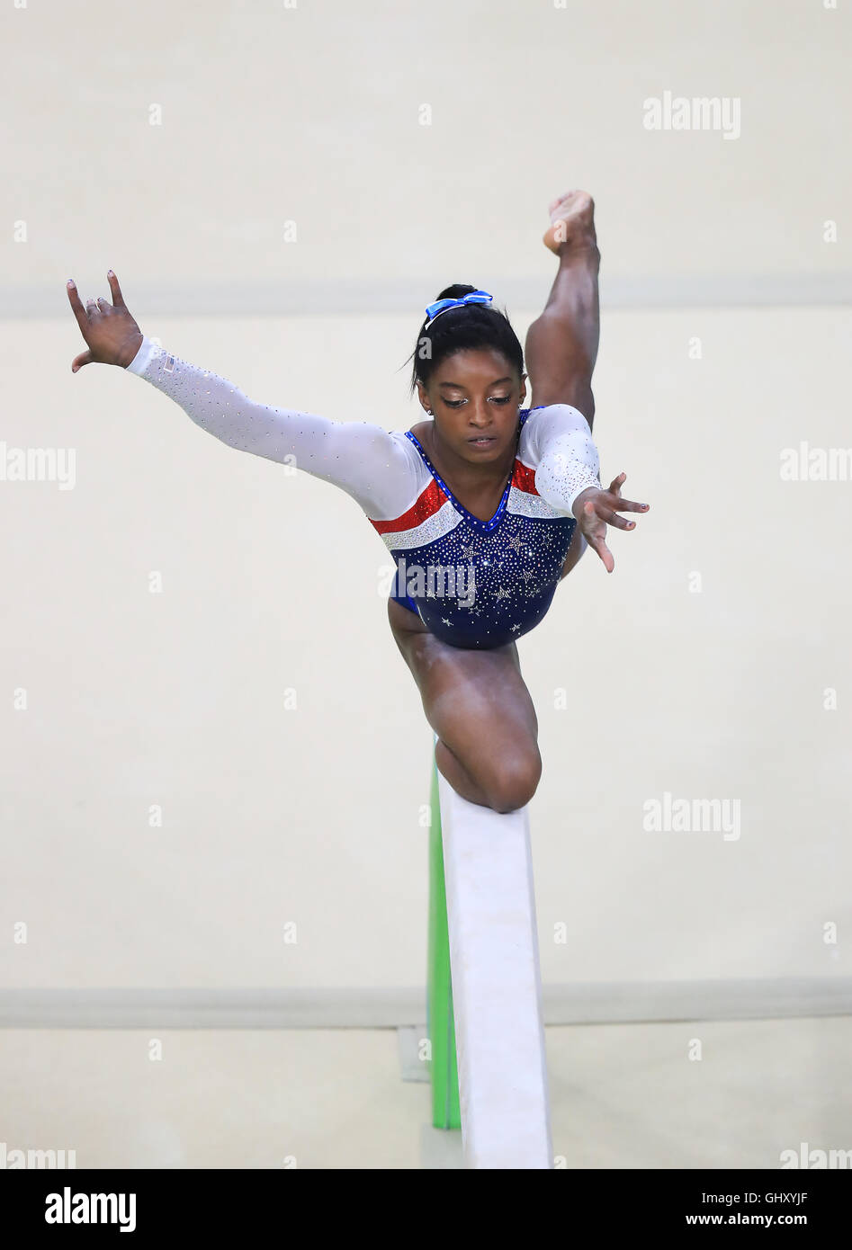 USA's Simone Biles performs on the balance beam during the Women's