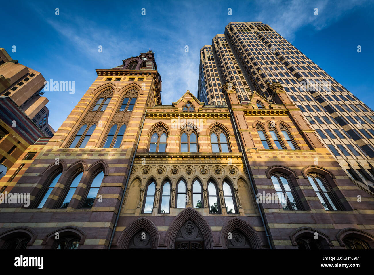 City Hall and the Connecticut Financial Center, in downtown New Haven