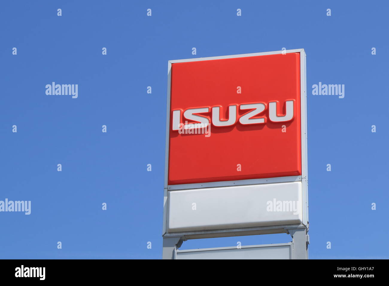 ISUZU Japanese car manufacturer, Japanese comercial vehicle and diesel engine manufacturer founded in 1916. Stock Photo