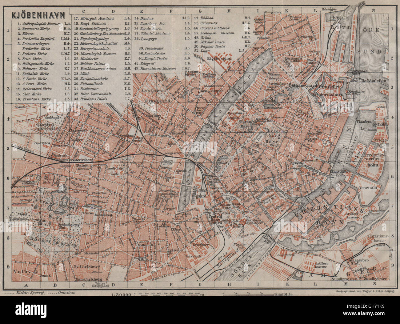 COPENHAGEN København Kobenhavn antique town city byplan. Denmark kort, 1912  map Stock Photo - Alamy