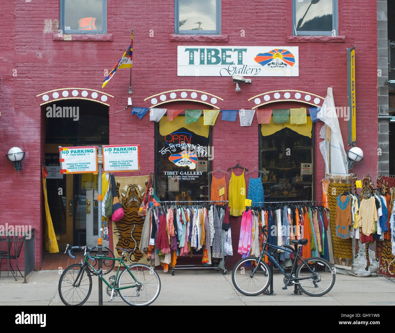 Tibet Gallery, Boulder, Colorado, sells clothes and other items from Tibet, India, Nepal and Bhutan. Stock Photo