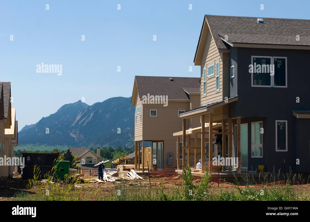 New residential construction in Boulder, Colorado. Stock Photo