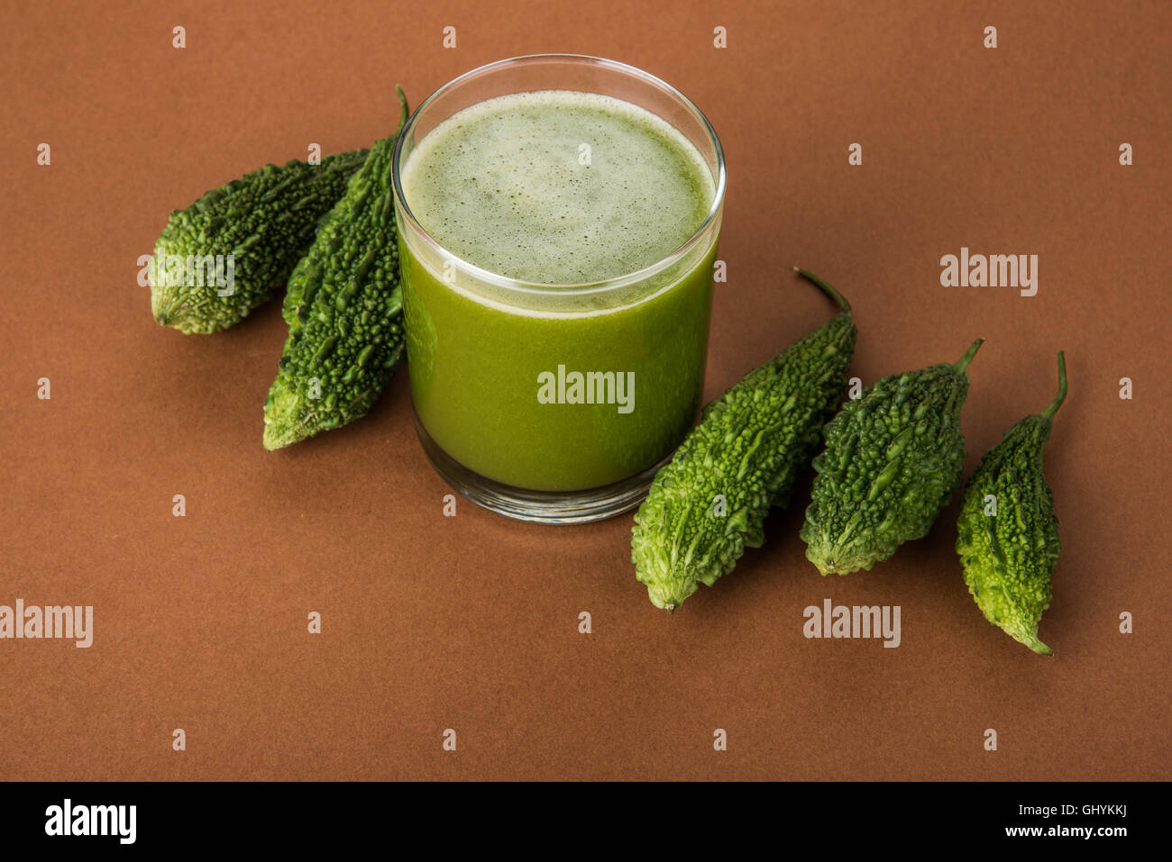 Herbal Juice Of Green Momodica In A Glass With Sliced Vegetables Karela Juice Or Bitter Gourd Juice Stock Photo Alamy