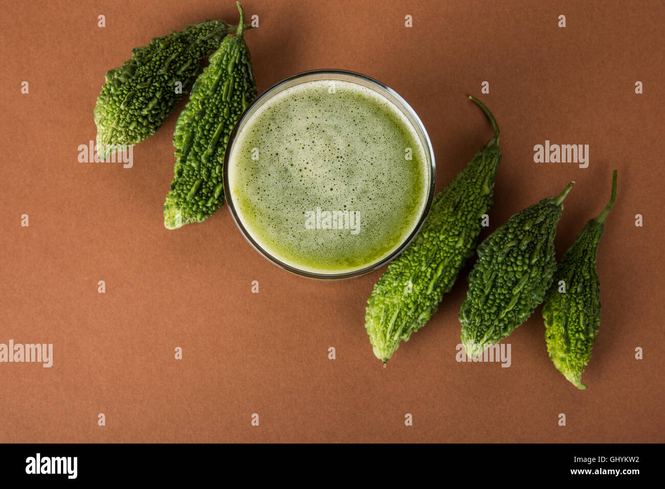Herbal Juice Of Green Momodica In A Glass With Sliced Vegetables Karela Juice Or Bitter Gourd Juice Stock Photo Alamy