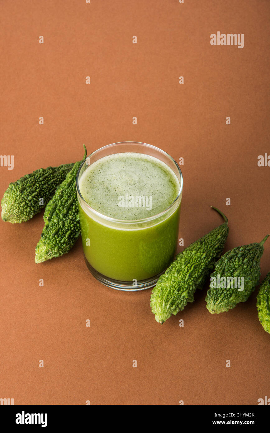 Herbal Juice Of Green Momodica In A Glass With Sliced Vegetables Karela Juice Or Bitter Gourd Juice Stock Photo Alamy