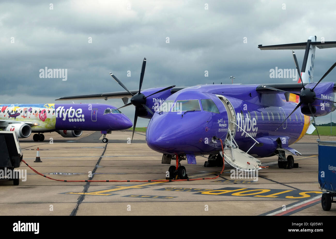 flybe aircraft at norwich airport, norfolk, england Stock Photo