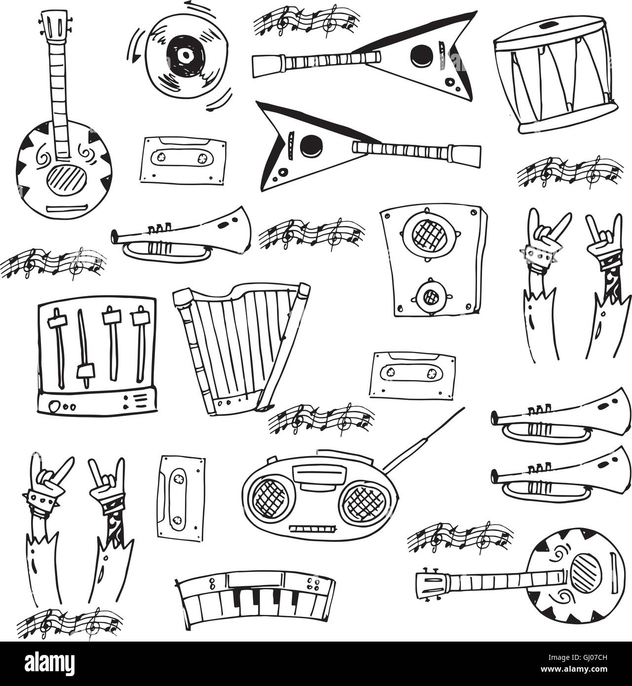 Music doodles hi-res stock photography and images - Alamy