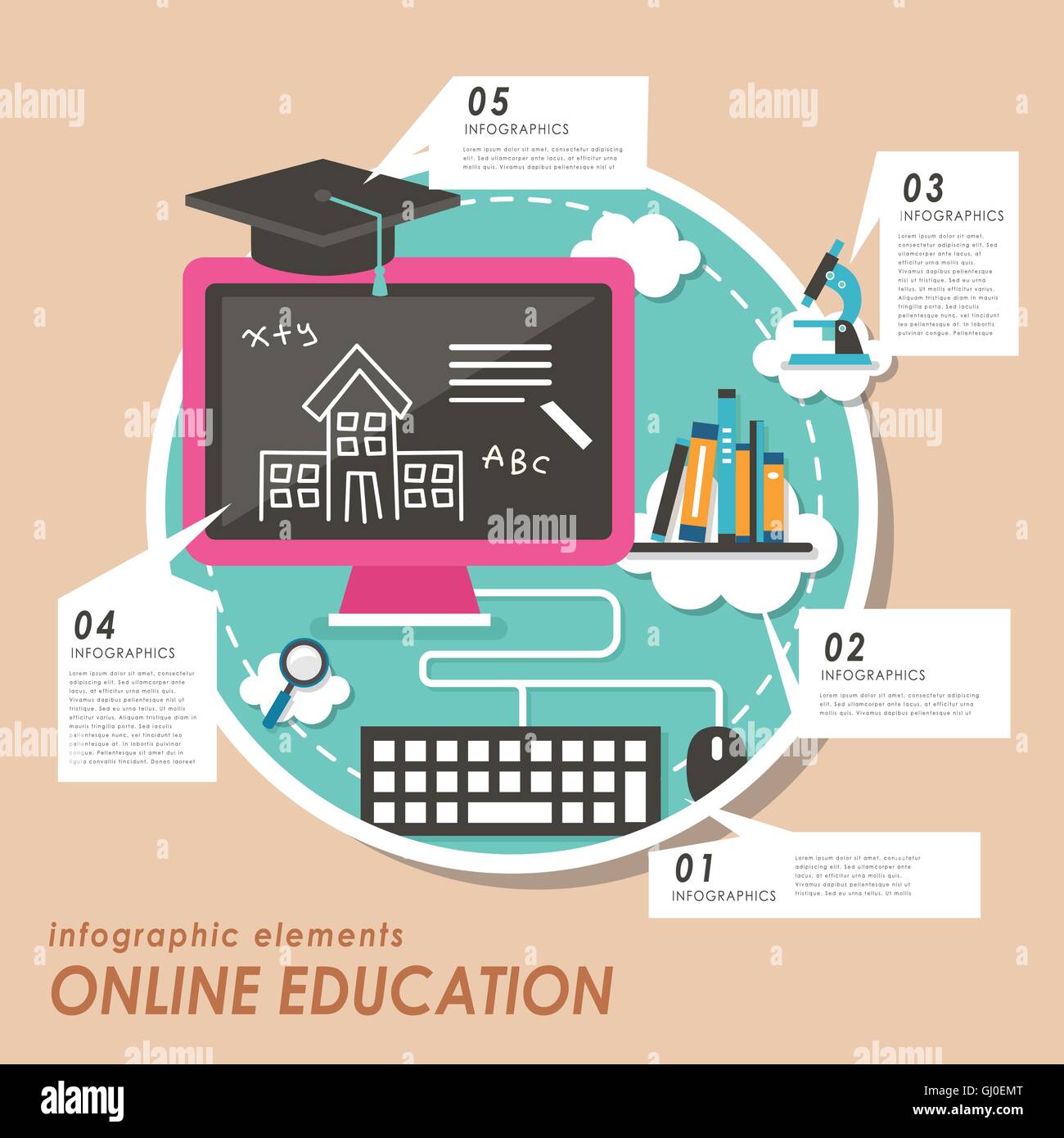 Online education concept flat design with laptop and books Stock Vector ...