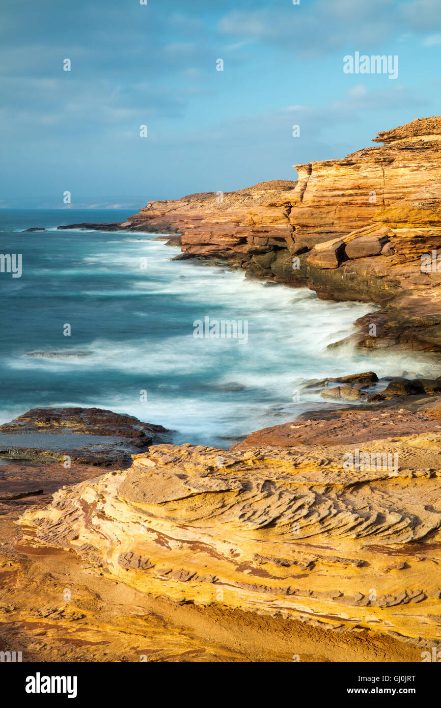 the coastal cliffs of Kalbarri National Park at Pot Alley, Western Australia Stock Photo