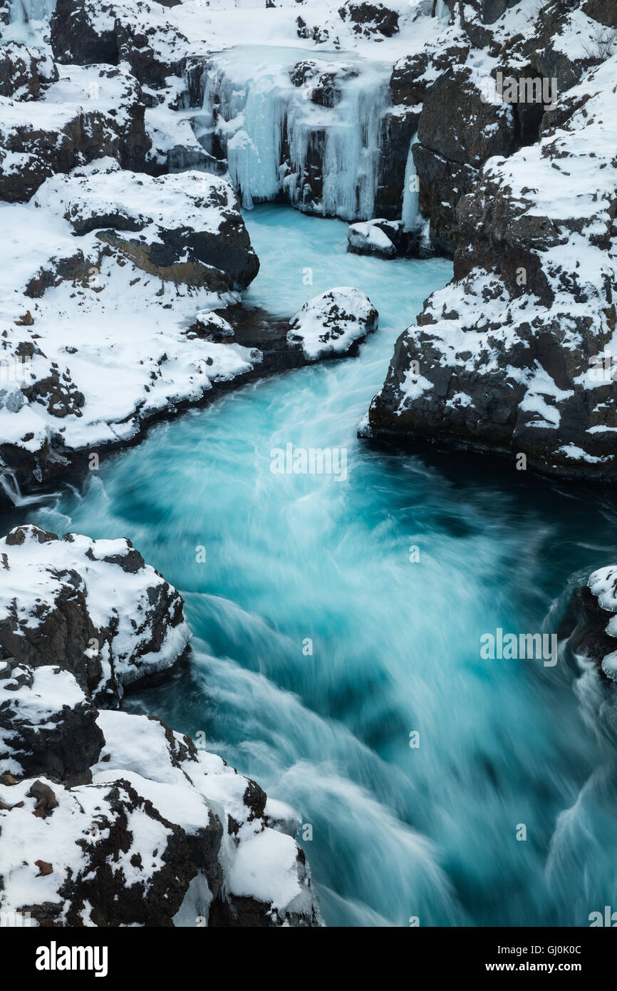 Barnafoss near Hraunfossar, Western Iceland Stock Photo