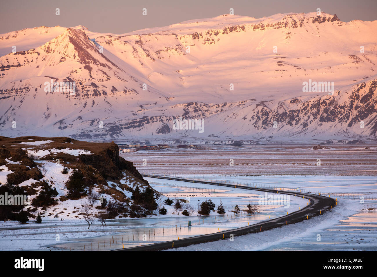 on the road in Iceland; the N1, Brunnholl, eastern Iceland Stock Photo