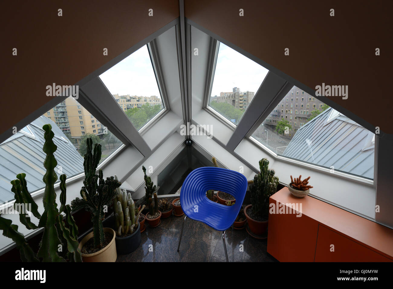 The yellow cube houses in Rotterdam, Designed by architect Piet Blom. Stock Photo