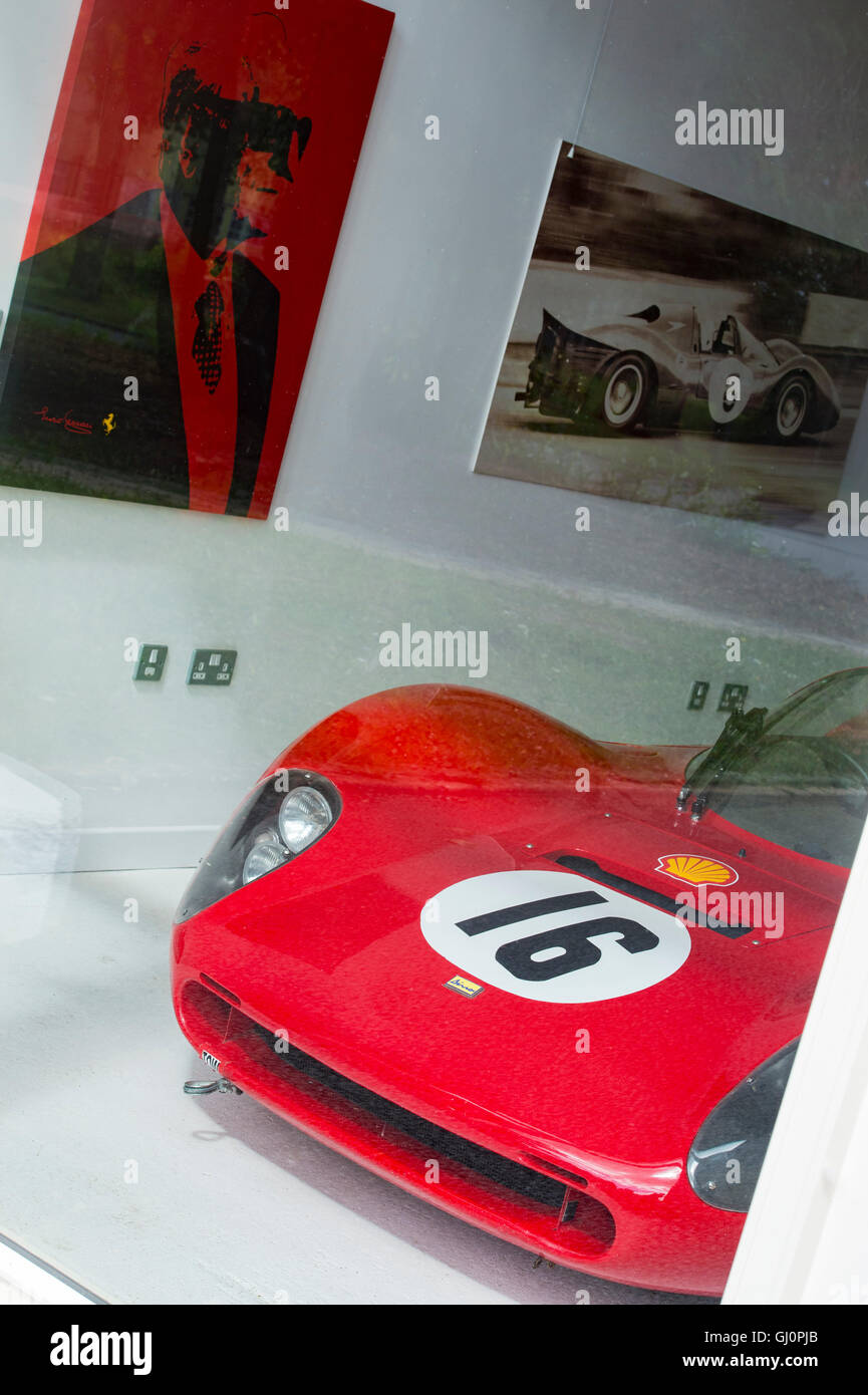 Ferrari Dino 206 SP replica car at a showroom in Bicester Heritage Centre. Oxfordshire, England. Stock Photo