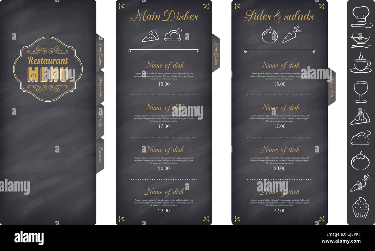 A Classic Restaurant  Menu  Template with nice  food Icons in 
