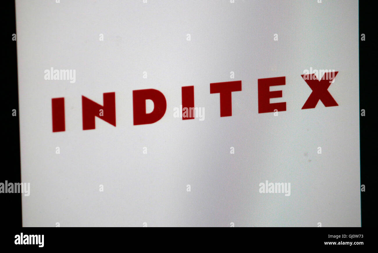 Loge der Marke 'Inditex', Berlin. Stock Photo